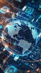 Fototapeta premium Global economic framework money and communication technologies interconnected across the world
