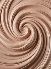 Spiral cream background of soft light beige color 3D, mocha mousse effect, trend 2025