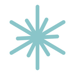 Cute cartoon blue thin line snowflake  in flat style isolated on white background.