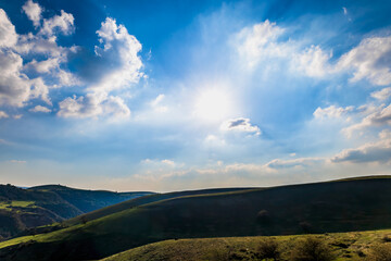 Background with a view of the valley in the mountains with a special mood