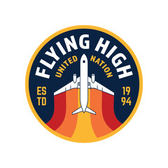 Plane Flying Aviation craft Stickers badge emblem logo Vector illustration