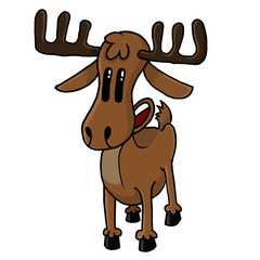 a smart happy reindeer, santa claus helper