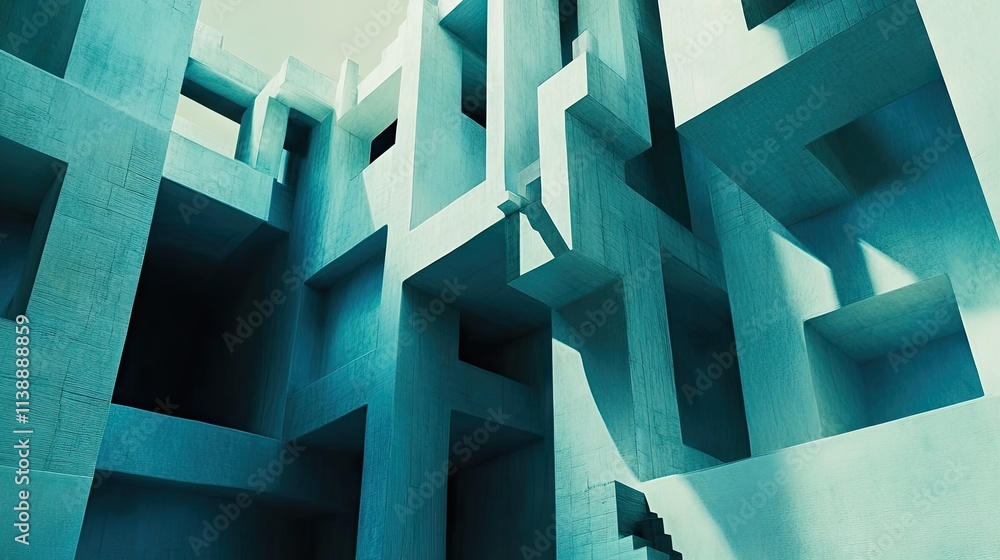 Poster abstract architectural design with geometric shapes and shadows