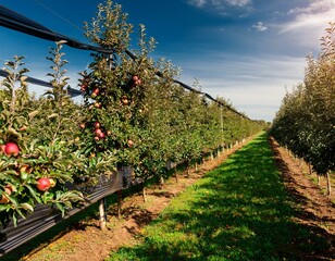 Apple trees on an organic fruit farm