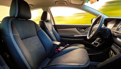 The front seats and headrests in this modern car interior are incredibly comfortable, 