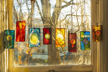  a diy stained glass project featuring various handmade stained glass item