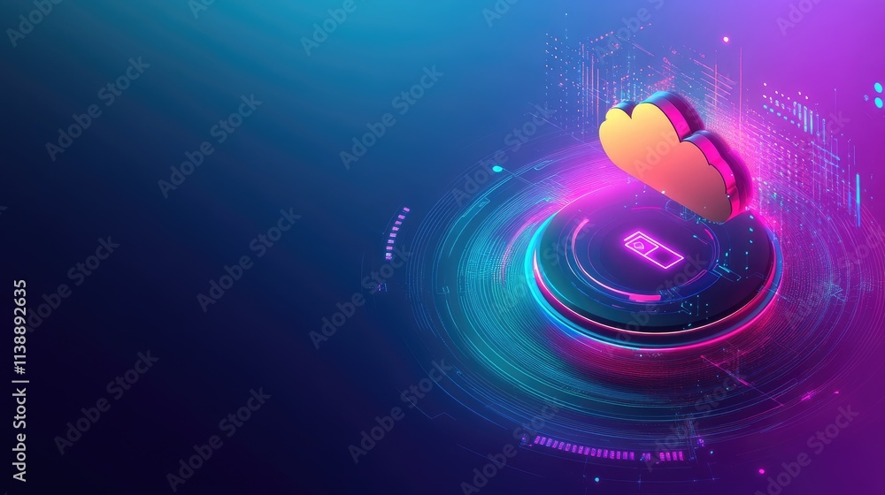 Poster modern cloud computing concept with digital technology background