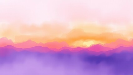 Obraz premium Abstract watercolor painting of a vibrant sunset sky in shades of orange and purple, purple, painting, ethereal