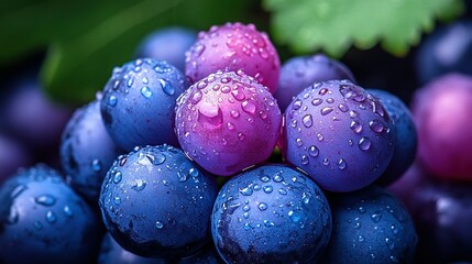 Dew Covered Grapes A Close Up View Of Ripe Fruit
