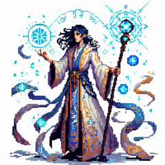 Fototapeta premium Pixel art mage warrior 