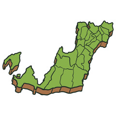 Pandeglang Regency Map Isometric