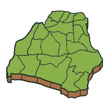 Lebak Regency Map Isometric