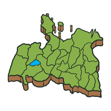 Serang Regency Map Isometric
