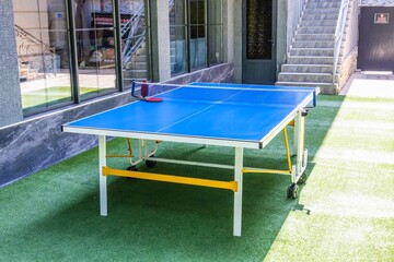 Table tennis table in the city