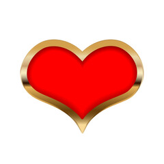 Romantic red heart ornate with golden frame on white background. For use in wedding, anniversary, Valentine's Day or as home decor.