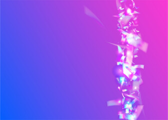 Festive Ribbon. Anniversary Glitter. Blue Foil Effect. Falling Paper. Light Concept. Hologram Burst. Art Iridescent Serpentine. Surprise Poster. Pink Festive Ribbon