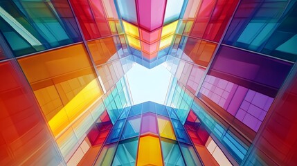 Fototapeta premium Colorful Glass Facade Modern Building Architecture Design