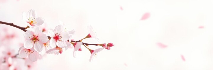 Obraz premium Pink sakura petals falling gracefully creating a dreamy background, pastel, background