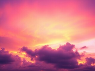 Fototapeta premium Vibrant hues of pink, orange, and purple merging in a breathtaking display of color in the sky at sunset, dramatic, abstract