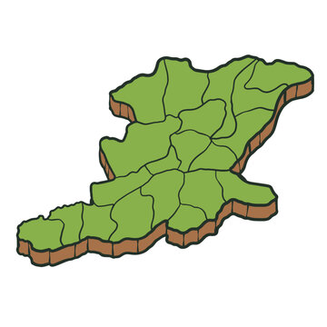 Banjar Negara Regency Map Isometric
