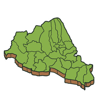 Banyumas Regency Map Isometric