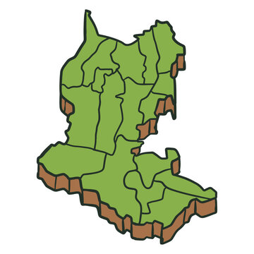 Brebes Regency Map Isometric