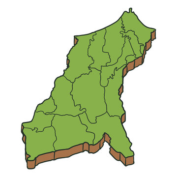 Pemalang Regency Map Isometric
