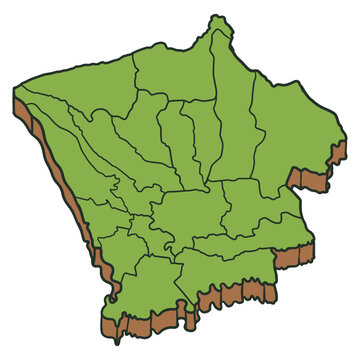 Purbalingga Regency Map Isometric