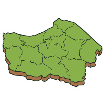 Rembang Regency Map Isometric