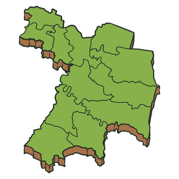 Sukoharjo Regency Map Isometric