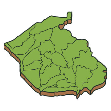 Temanggung Regency Map Isometric