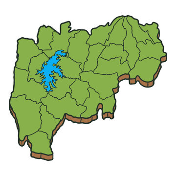 Wonogiri Regency Map Isometric