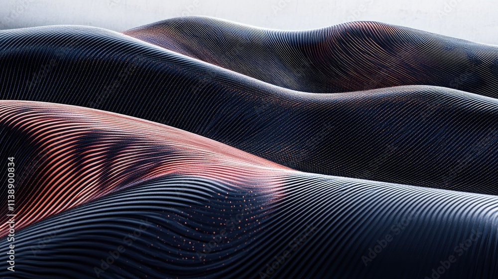 Poster abstract landscape with wavy textures and striking color patterns