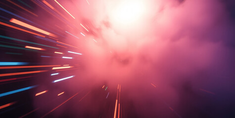 Hyperspace Jump Through a Neon-lit Nebula Cosmic Journey