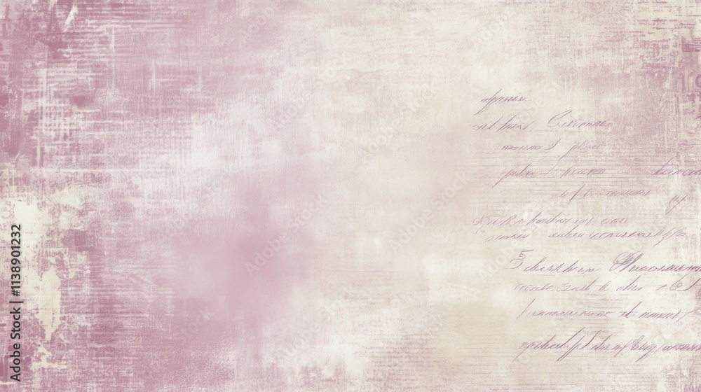 Poster soft, romantic mauve background with elegant, flowing cursive script and distressed texture overlay