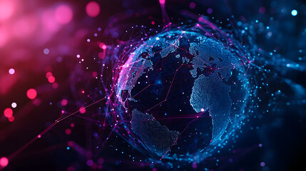 Fototapeta premium Global Network Earth Digital Futuristic Connected World