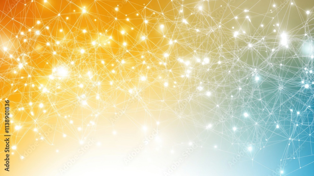 Poster abstract background with bright light points and colorful network lines