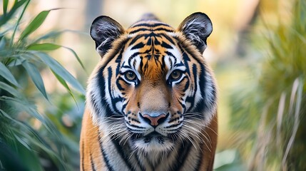 Obraz premium Majestic Sumatran Tiger in Natural Habitat. Wildlife Portrait.