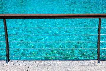 Coastal fence near the sea or ocean for safe tourism