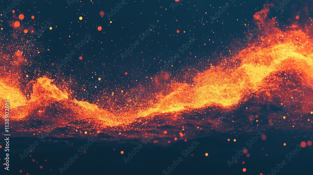 Poster abstract fiery background with warm glowing particles and texture