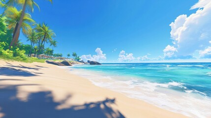 Tranquil tropical beach scene.