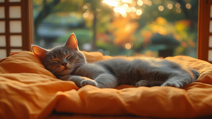 cat sleeping on new year