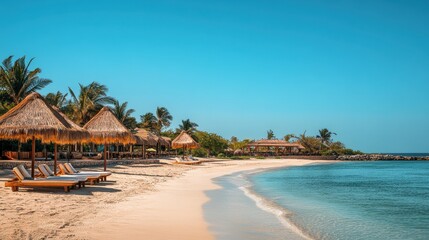 Tropical beach getaway: Relaxing under the sun.