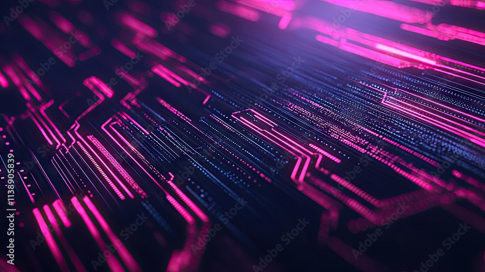 Poster abstract digital background with neon lines and circuit patterns