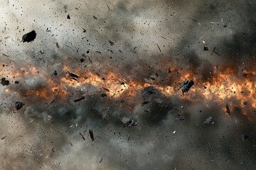 Explosive Destruction Debris Fire Smoke Chaos Danger