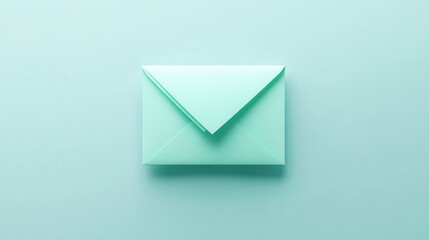 A mint-green pastel envelope, soft texture, and slightly curved edges giving it a delicate and modern look, displayed on a pure white backdrop. The envelopeâ€™s fresh color palette contrasts crisply w
