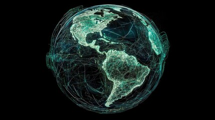 Earth with holographic network connections, global connection, [world trade