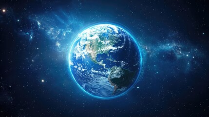 Obraz premium Earth with holographic network connections, global connection, [world trade