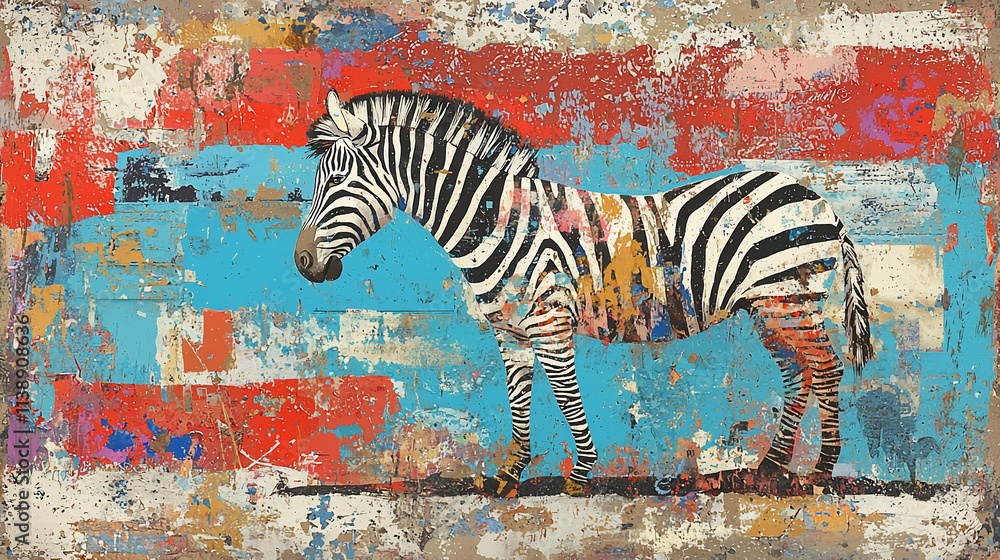 Aufkleber abstract zebra on textured colorful background.