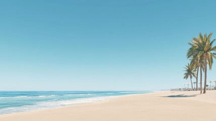 Tranquil beach scene with palm trees